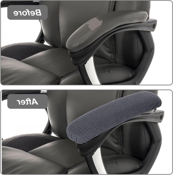 Verwijderbare Armleuningen voor Kantoorstoelen - 2 Stuks Polyester Armsteunhoezen, Wasbaar en Rekbaar voor Universele Gaming en Kantoorstoelen (Donkergrijs) van Merkloos — afbeelding 3