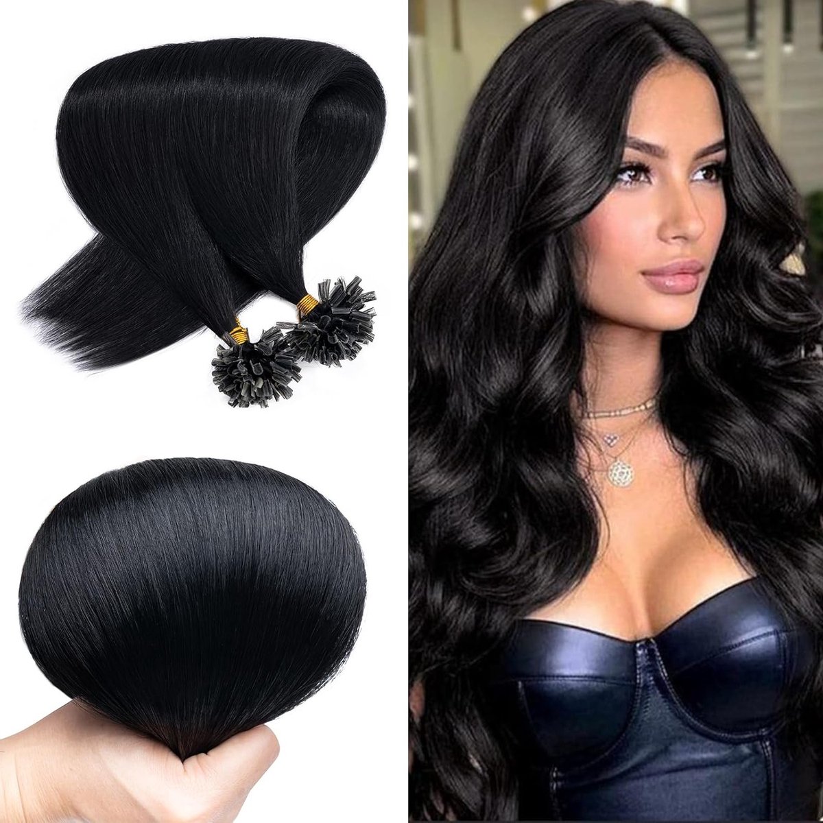 Haarextensions Bonding 200 Strengen - 0.5 g/Streng Keratine U-Tip - 50 cm Natuurlijk Remy Haar - Eenvoudig te dragen - ShopVlot
