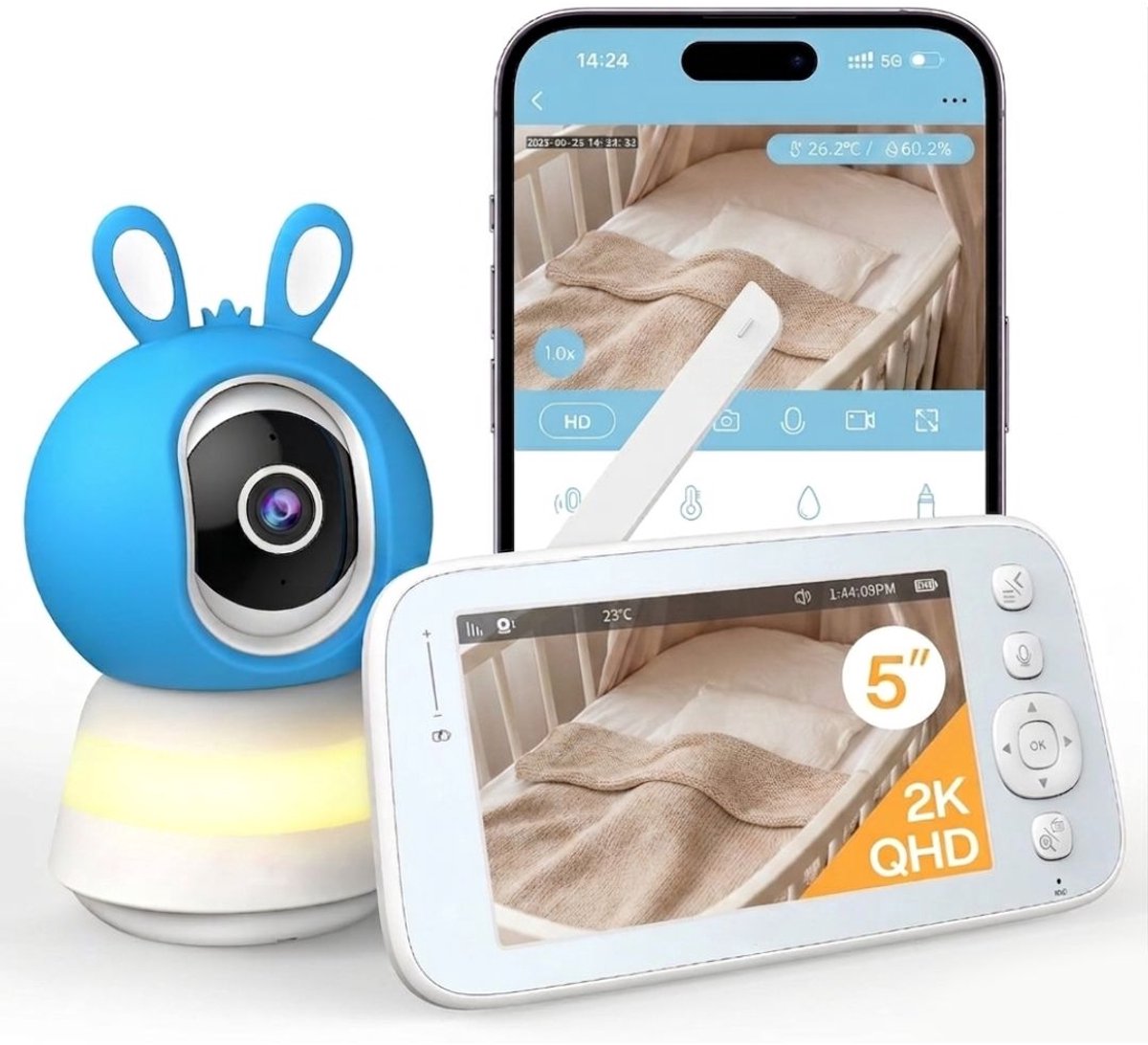 MKSS® Baby Monitor Met Camera – Babyfoon Met App – Babycamera