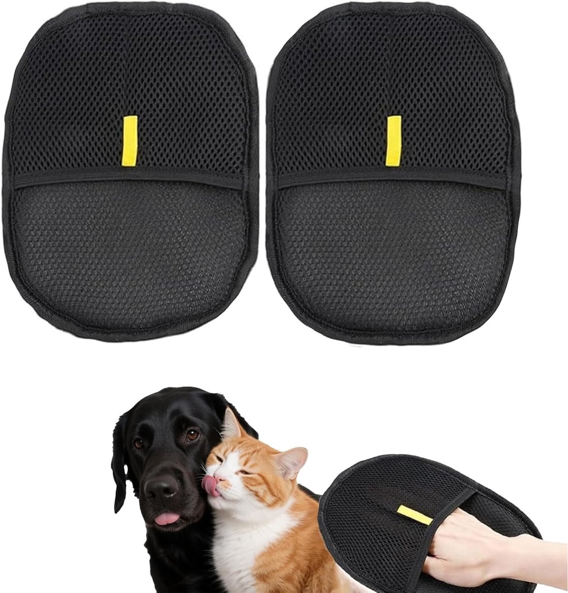 SnelShoppen - 2 Stuks Elektrostatische Kattenharen Handschoenen - Dierenharen Verwijderaar voor Kat en Hond - Dubbelzijdige Grooming Handschoenen voor