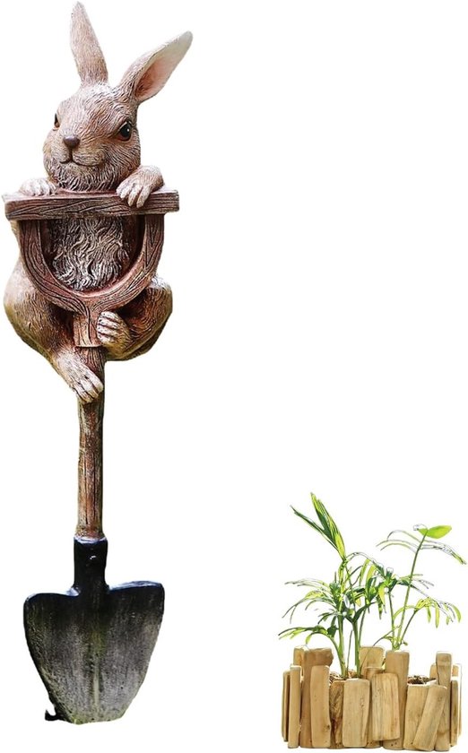 Decoratieve Tuinfrog met Schep van Hars, Leuke Tuinfiguur voor Buiten, Tuinaccessoires en Decoratie