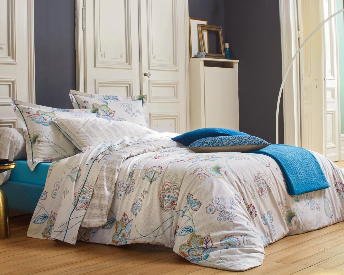 Blanc Des Vosges dekbedovertrek Colibris Aqua 240x220 cm