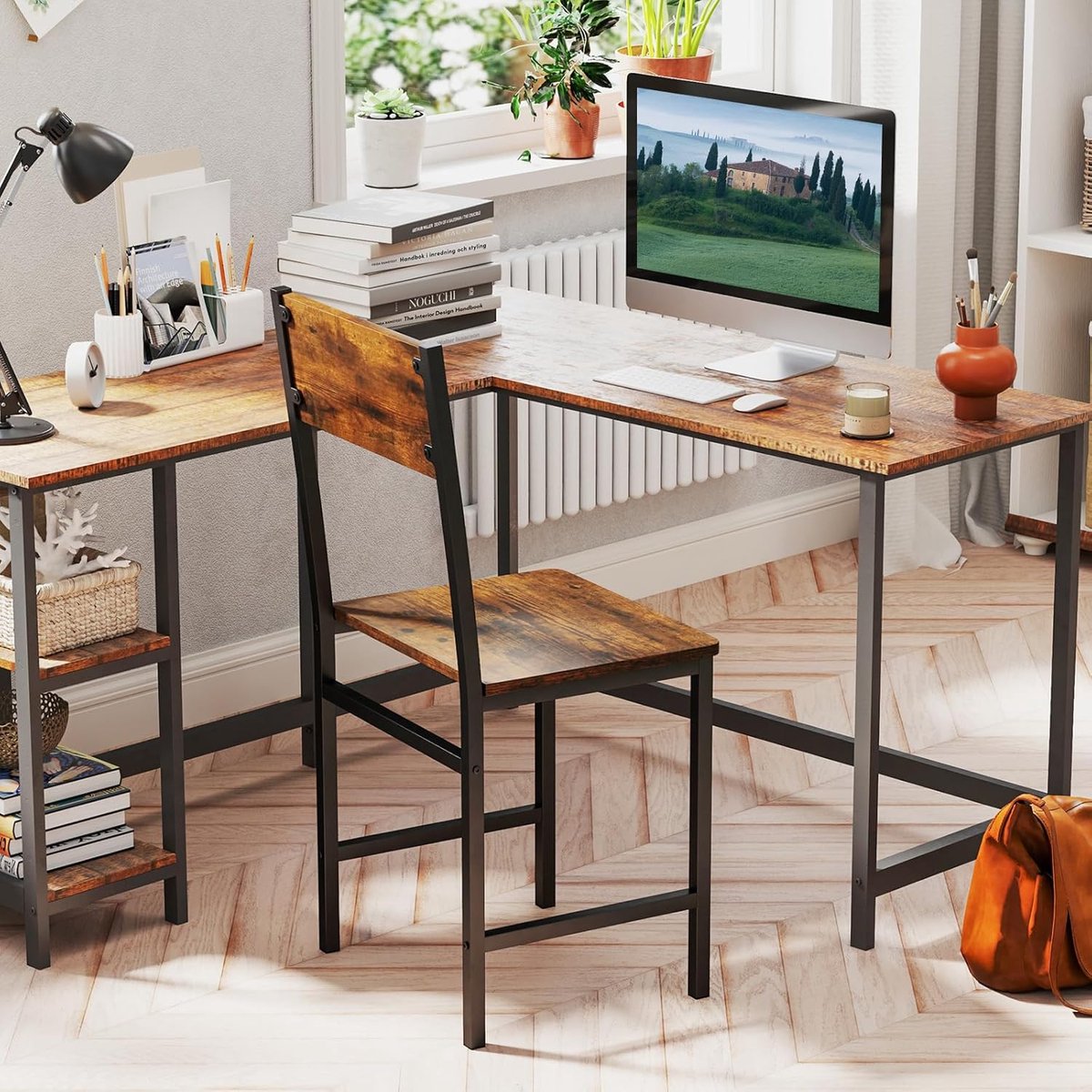 Industriële Eetkamerstoelen Set van 2 – Vintage Loft Keukenstoelen met Metalen Frame, Ergonomische Rugleuning, 150 kg Draagkracht, 44 x 40 x 87 cm