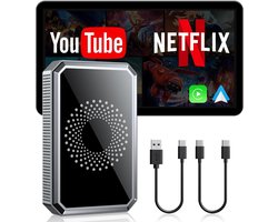 Draadloze CarPlay AI-Box Adapter voor Auto Streaming Netflix YouTube TikTok op Autoscherm Compatibel met OEM Bedrade CarPlay Auto’s en Touchscreen (2016–2020)