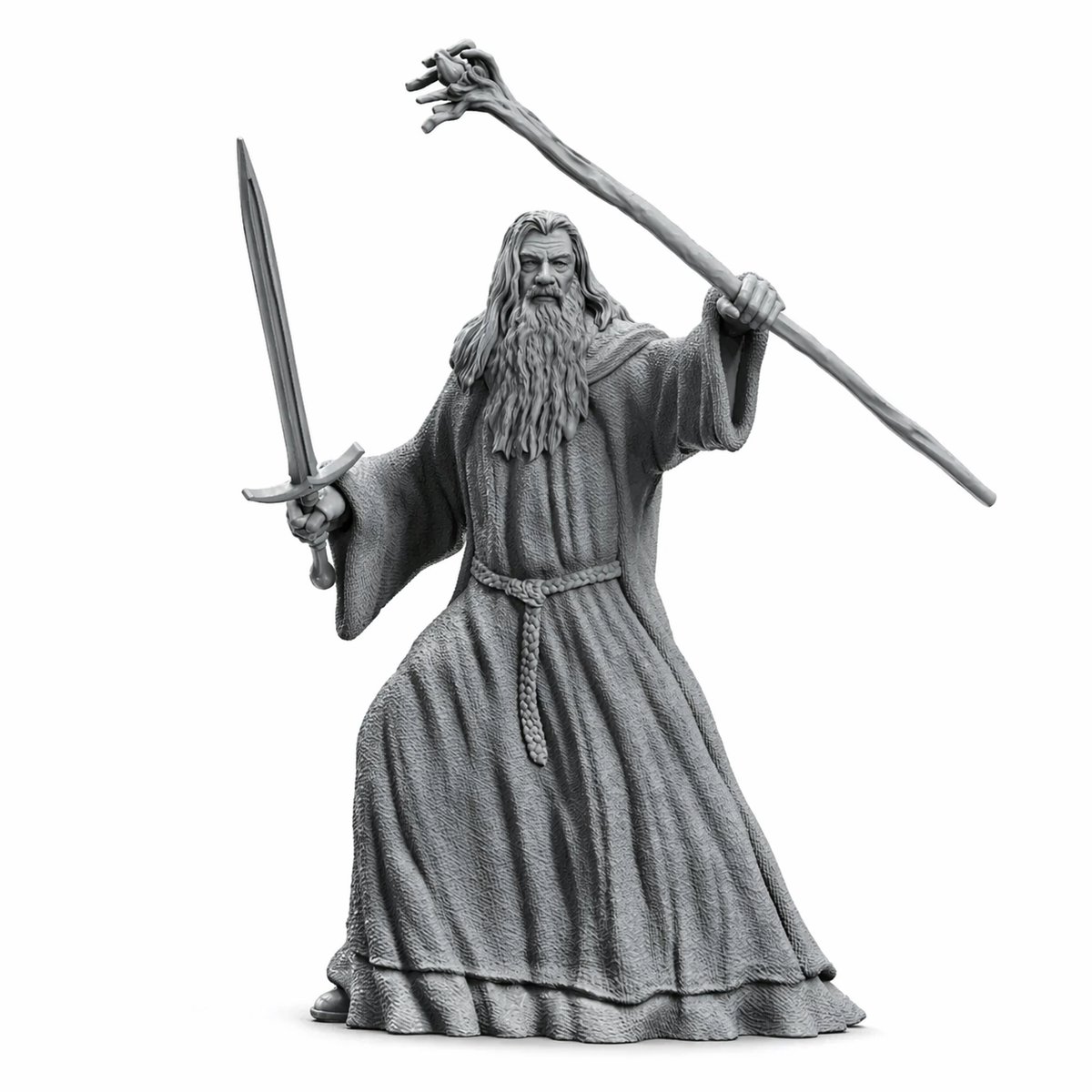 Gandalf Beeld Lord Of The Rings 20 cm - Fantasy Figuur Tovenaar Standbeeld - LOTR Verzamelobject Decoratie - Gandalf The Grey Collectible - Film Merchandise Fan Cadeau - Gedetailleerde Sculptuur Voor Interieur En Bureau - Grijs