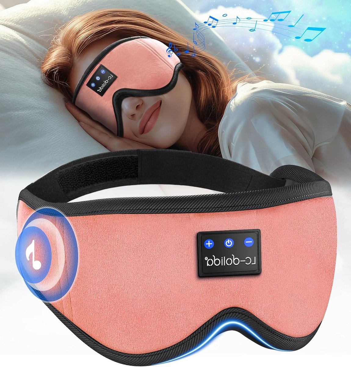 Bluetooth Slaapmasker met Hoofdtelefoon voor Zijslapers, Ultrathin Stereo Speakers, Volledige Donkerte en Ademend Design voor Diepe Slaap en Reizen