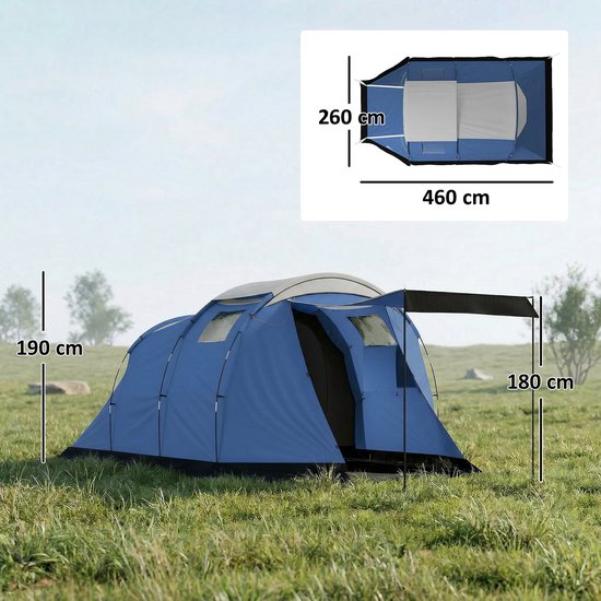 Outsunny tunneltent - Polyester, glasvezelstokken - 460 x 260 x 190 cm - Donkerblauw van Outsunny — afbeelding 2