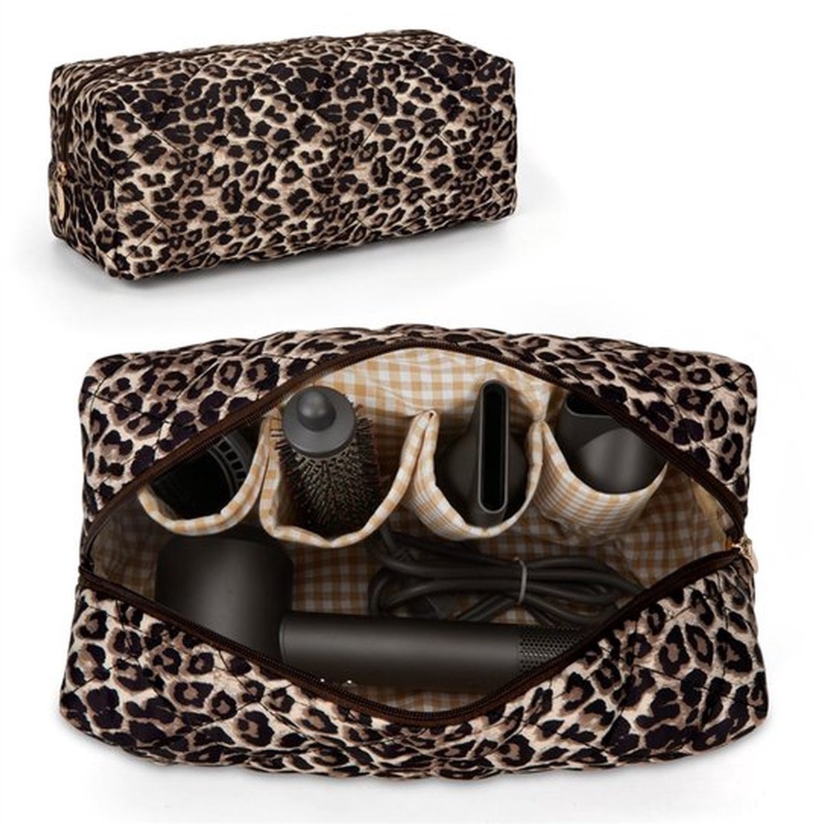 Ruime toilettassen, reistas voor haarstylingtools, make-uptasje met luipaardprint, reisopbergtas, lichtgewicht reisorganizer — accessoires en cadeaus voor vrouwen en meisjes