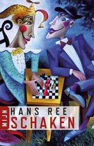Twee surrealistische figuren met een schaakbord, geillustreerd door Hans Ree.