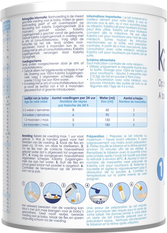 Kabrita 1 Zuigelingenmelk Multipack - Geitenmelk Flesvoeding vanaf 0 tot 6 maanden - 5x800g van Kabrita — afbeelding 3
