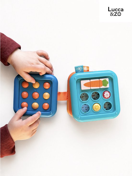 Activiteiten Kubus Opvouwbaar 7-in-1 - Montessori Speelgoed 18+ Maanden - Reisspeelgoed Baby & Peuter - Sensory & Motoriek Speelgoed - Educatief Busy Cube - Lucca & Zo® van Lucca &Zo — afbeelding 3