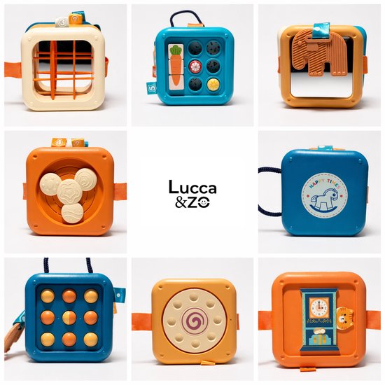 Activiteiten Kubus Opvouwbaar 7-in-1 - Montessori Speelgoed 18+ Maanden - Reisspeelgoed Baby & Peuter - Sensory & Motoriek Speelgoed - Educatief Busy Cube - Lucca & Zo® van Lucca &Zo — afbeelding 2