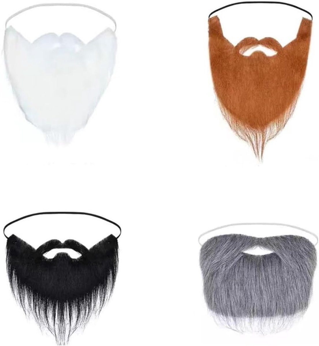 Compleet Kunstbaard Set voor Halloween Kostuum, Santa Claus en Carnaval - Witte en Zwarte Baarden, Feestelijke Accessoire voor Verkleedpartijen