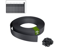 Vlechtband Hekwerk 35m – PVC Privacy Stroken voor Dubbelstaafmat – Zichtbescherming Tuin & Balkon – Inclusief Clips – Antraciet
