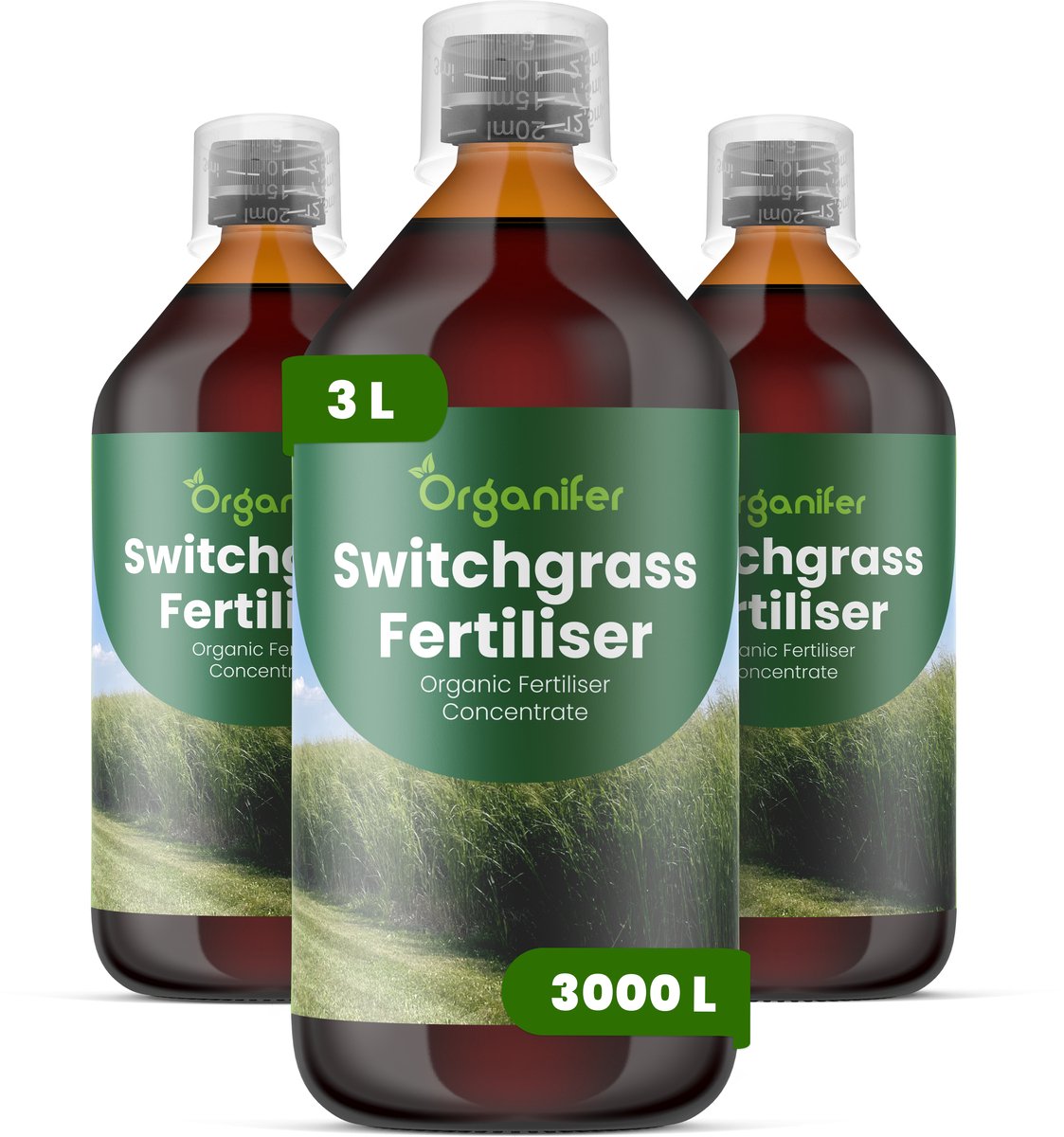 Vloeibare Meststof Voor Switchgrass 3X1 L Voor 3000 L - Npk 2-1-8 - Verbetert Stengelsterkte En Een Opgaande Groeivorm - Verhoogt En Weerbaarheid - Compatibel Met Gemengde Aanplant Van Warmseizoengrassen - Organifer