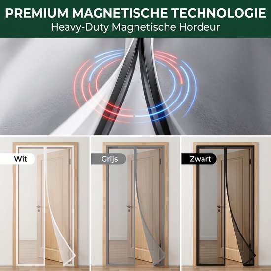 MUPOO Vliegengordijn Magnetisch - Hor Deur Schuifdeur met Verzwaarde Zoom- Zelfsluitend & Zonder Boren -hordeuren voor Schuifpui & Franse Deuren- 97x210 cm -Wit-1 stuk van Merkloos — afbeelding 3