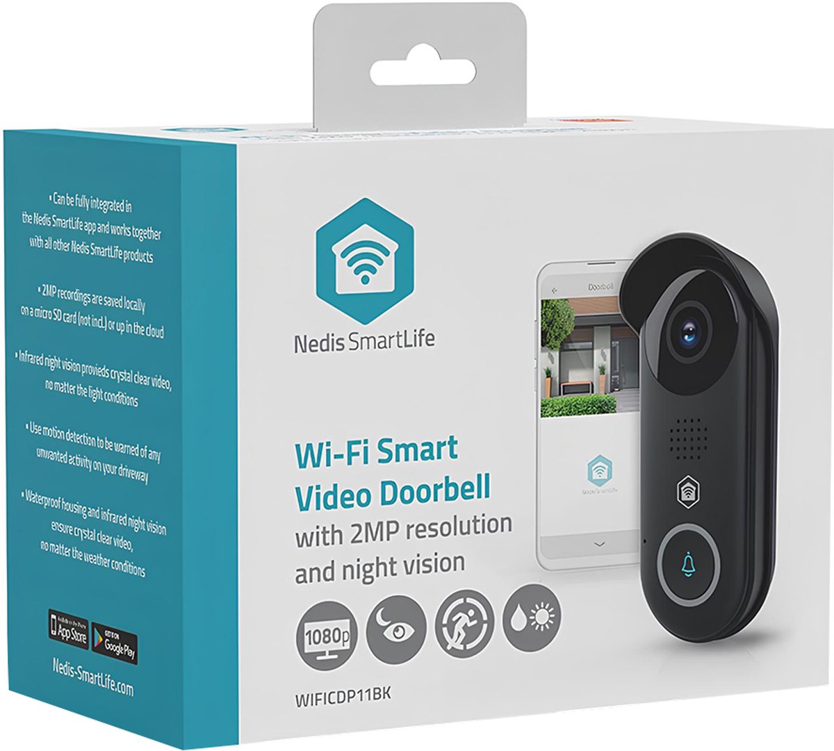 Nedis SmartLife Video Deurbel - Met Camera - Zonder abonnement - Nachtzicht - Full HD 1080p – foto 8