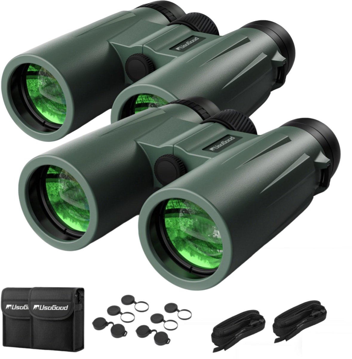 Usogood Verrekijker voor Volwassenen & Kinderen – Spotting Scope Telescoop 10x42 – Met Opbergband – Vogel Spotten, Reizen, Jagen - 2 Stuks