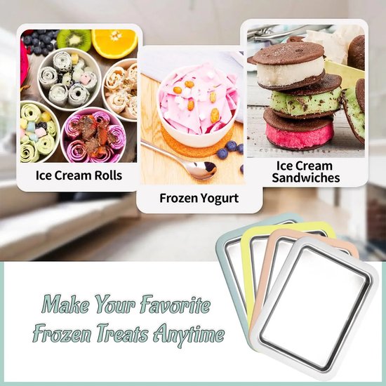 Multifunctionele Rolled Ice Cream Maker - IJsplaat voor Zelf ijs maken, DIY ijsrolletjes, bevroren yoghurt & frozen dessert - Huishoudelijke koude ijs pan voor thuisgebruik van Merkloos — afbeelding 2