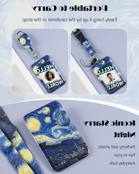 Stijlvolle Badgehouder met Sterrenhemel, Retractable Reel en Afneembare Lanyard voor Kantoor en Onderwijs van Merkloos — afbeelding 4