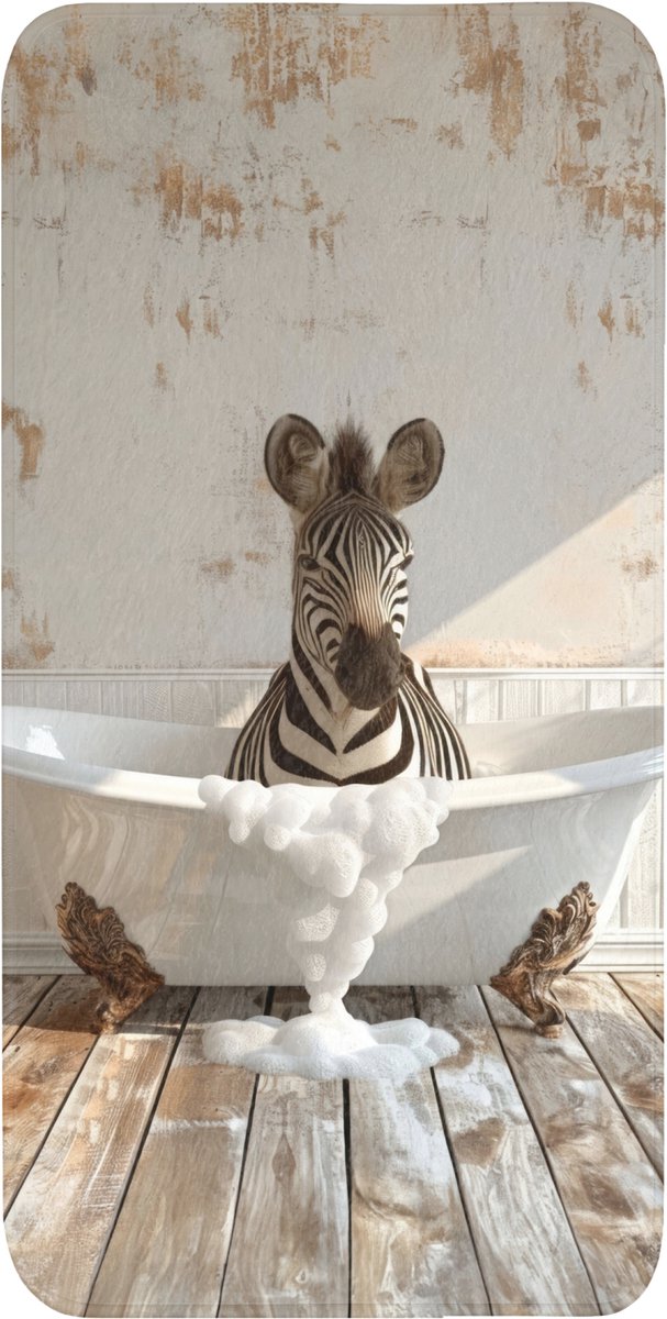 Badmat 60x120 cm - Antislip - Vintage - Zebra - Wilde dieren - Badkuip - Badmatten voor badkamer - Badkamermat - Douchemat - Badkamer mat