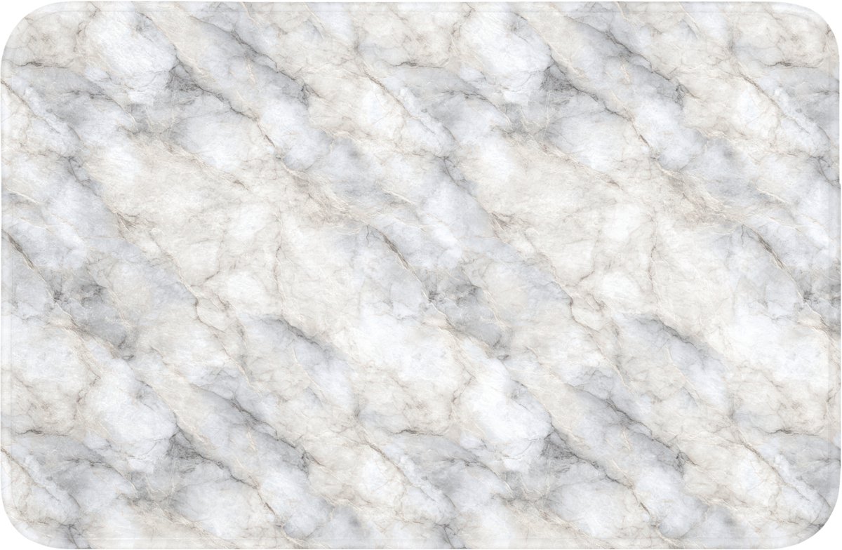 WC mat 60x40 cm - Antislip - Grijs - Marmer - Gedetailleerd - Toiletmat - Vloermat - Douch