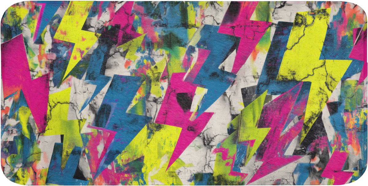 Badmat 120x60 cm - Antislip - Bliksemschichten - Patroon - Marmer - Kleuren - Badmatten voor badkamer - Badkamermat - Douchemat - Badkamer mat
