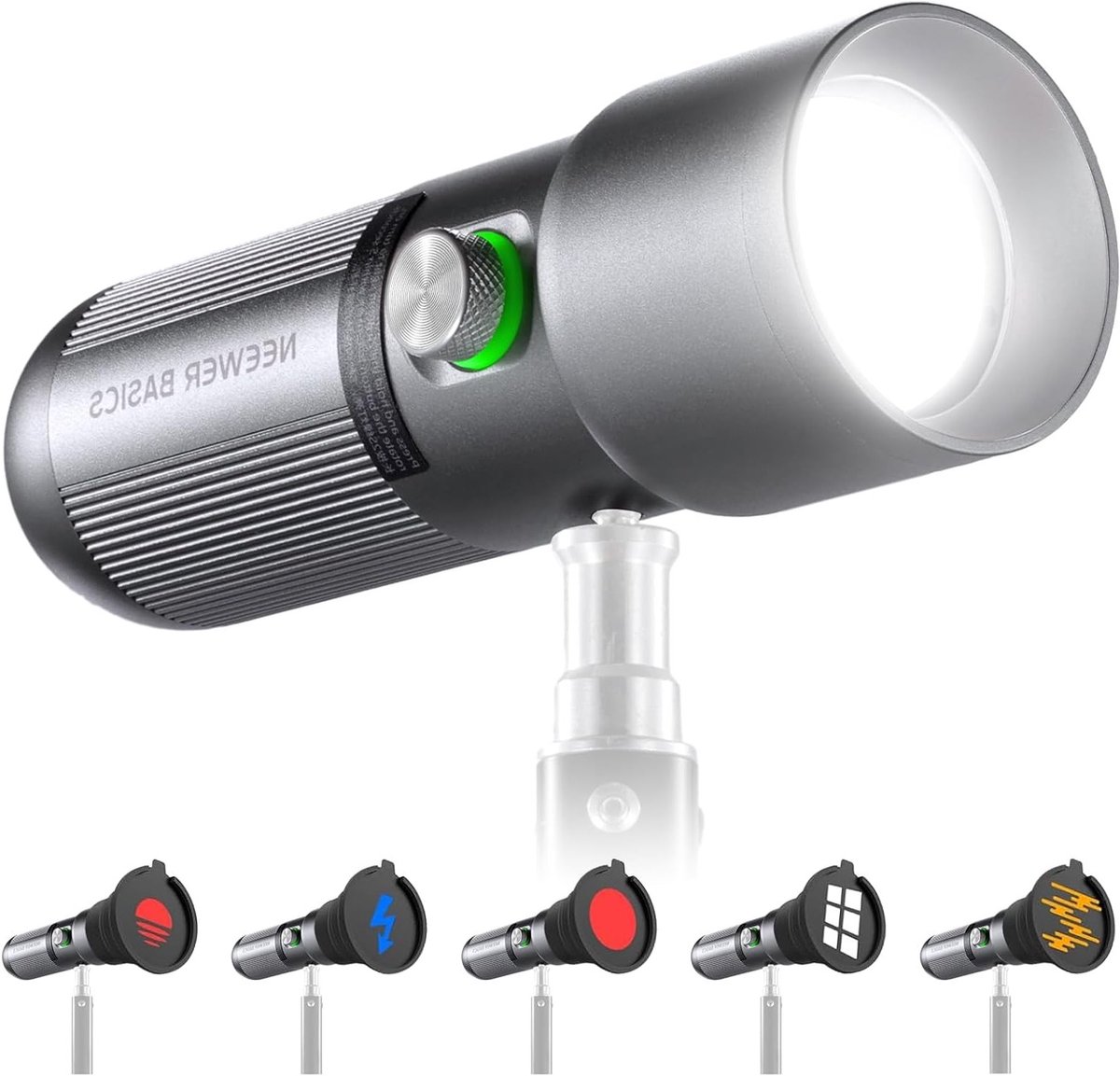 RGB Fotografie Flitser met 4 Kleuren, 20 Gobo Filters en 7500mAh - Draagbare LED Videospotlight voor Studio-opnamen en Creatieve Verlichting