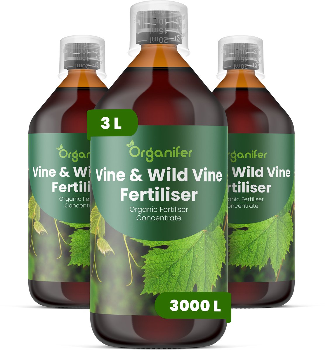 Vloeibare Meststof Voor Wijnstok En Wilde Wijnstok - 3X1 L Voor 3000 L - Npk 2-1-8 - Bevordert De Langdurige Vitaliteit En Stabiliteit Van De Plant - Verbetert De Bloei - De Bessenontwikkeling En De Natuurlijke Voortplanting - Organifer
