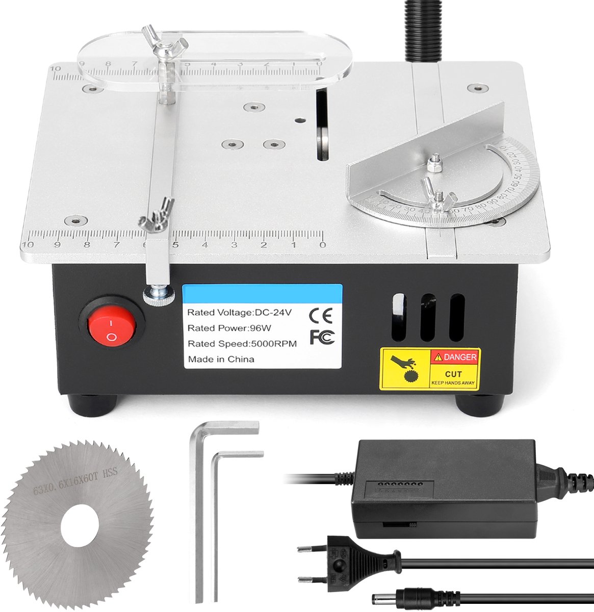 Mini Tafelzaag 96W - 7 snelheden verstelbare - 18x14x6cm - voeding voor op het bureau - Mini-tafelzaag - Draagbaar Precisie Zagen voor Houtbewerking en Hobby - Zaagtafel - Elektrische Hobbyzaag