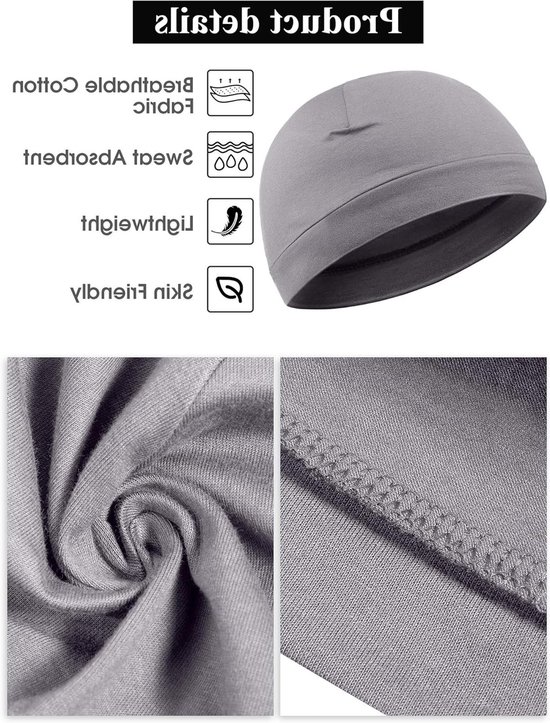 Zachte Katoenen Beanie Caps voor Mannen en Vrouwen - Multifunctionele Skully Hoeden voor Slaap en Activiteiten van Merkloos — afbeelding 2
