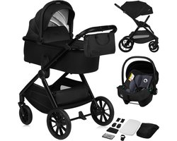 Lionelo Layla - Kinderwagen 3in1 - XXL SET - incl. i-Size autostoel - Veelzijdig en jaarrond - Grote wielen - Bediening met een hand - Voor alle soorten terrein - Accessoireset