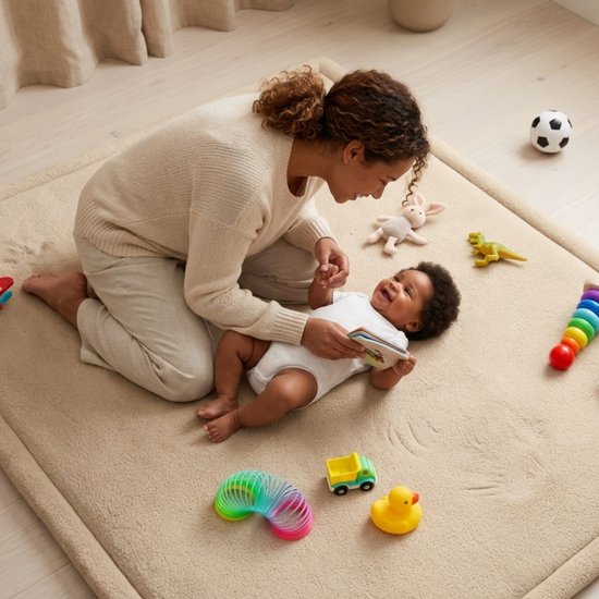 Speelmat Baby XXL - Speelkleed met Traagschuim - Fluweelzacht Speeltapijt - 200x150x3 cm - Beige van Merkloos — afbeelding 3