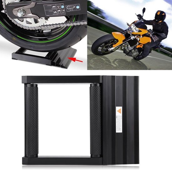 Motorfiets Wiel Roller Stand voor Schoonmaken, Aluminium Tire Spinner en Kettingreiniger, Zwart en Duurzaam — afbeelding 4