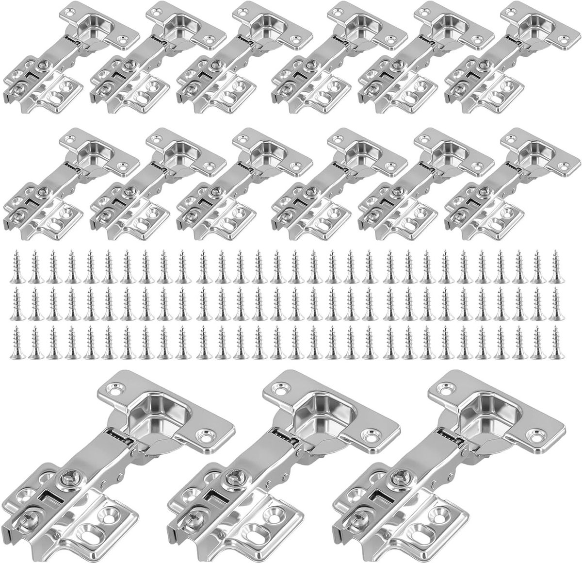 15 Stuks Keukendeurscharnieren, Volledig Overlay Roestvrijstalen Softclose Scharnieren voor Badkamer, Slaapkamer en Eetkamer
