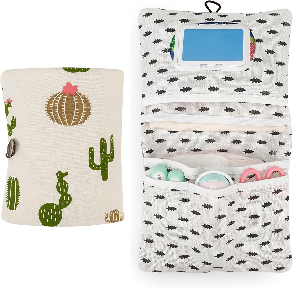 Draagbare en herbruikbare luiertassenorganizer met natte doekjes en cactusdesign voor moeders