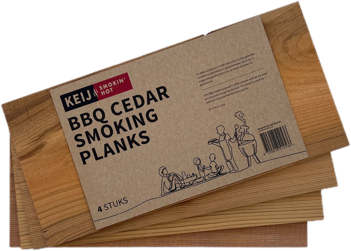 Keij Smokin' Hot - Cederhouten Rookplanken - 4 stuks