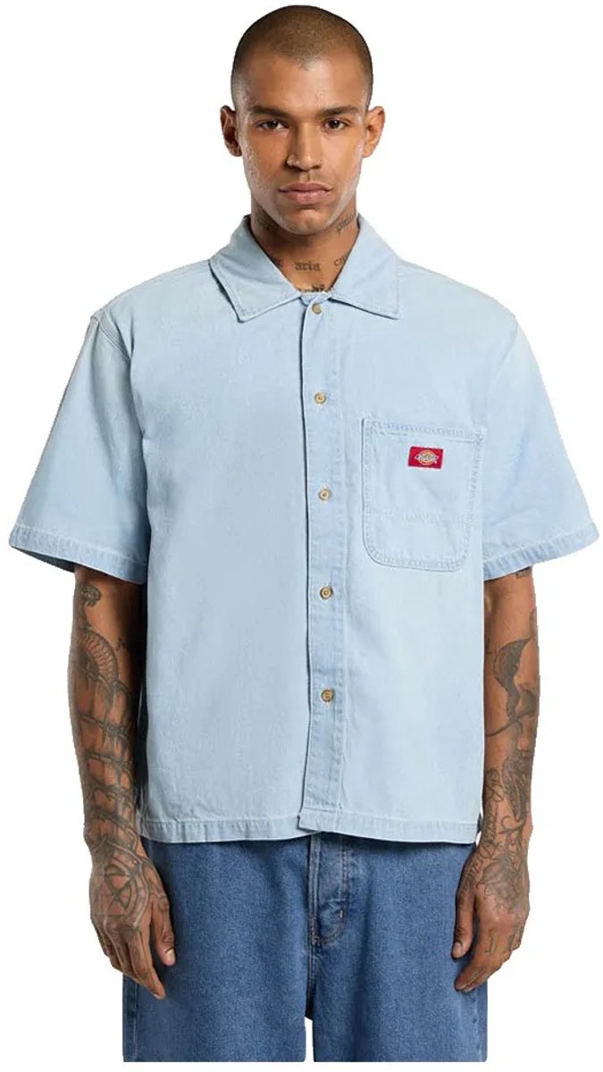 Dickies Overhemd Met Korte Mouwen M Man Blauw