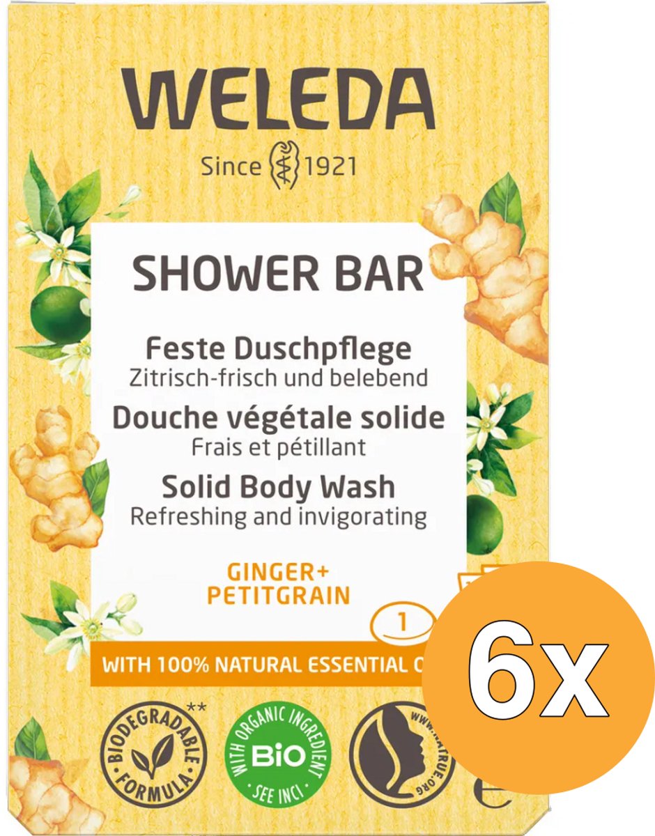 6x WELEDA Shower bar ginger + pititgrain (75 gr)