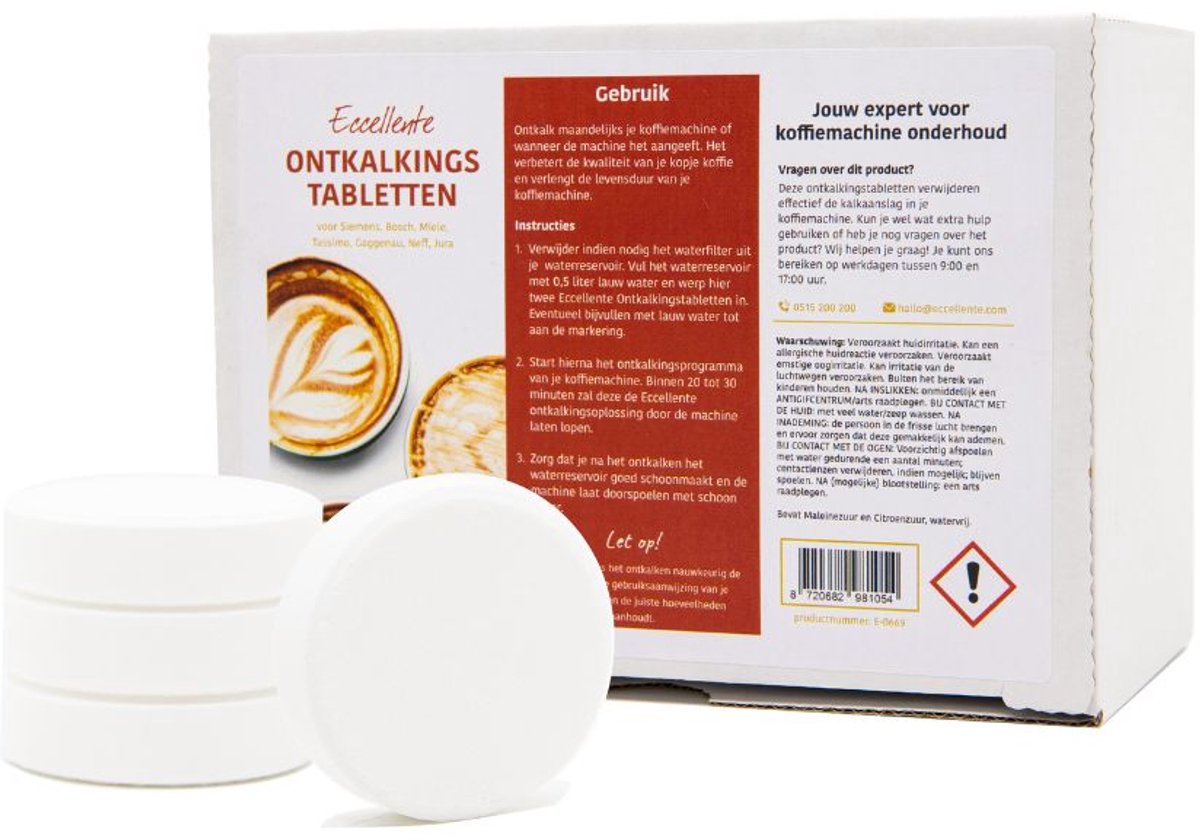 30x Eccellente Ontkalkingstabletten voor Miele koffiemachine – voor 15x ontkalken – Geschikt voor Miele CVA & CM