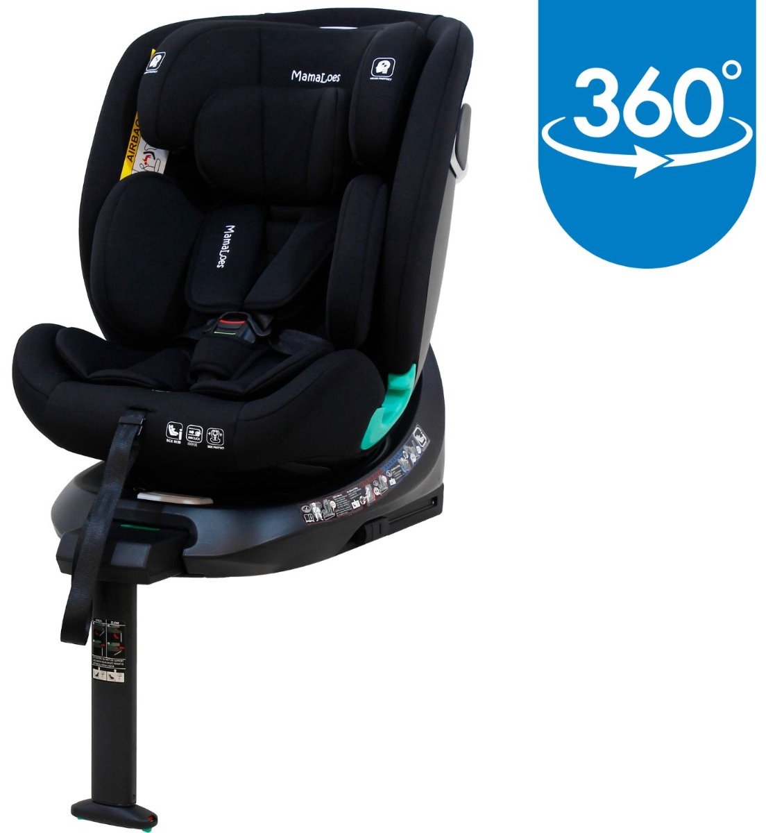 MamaLoes Demian Zwart 40-150 cm 360° i-Size Autostoel