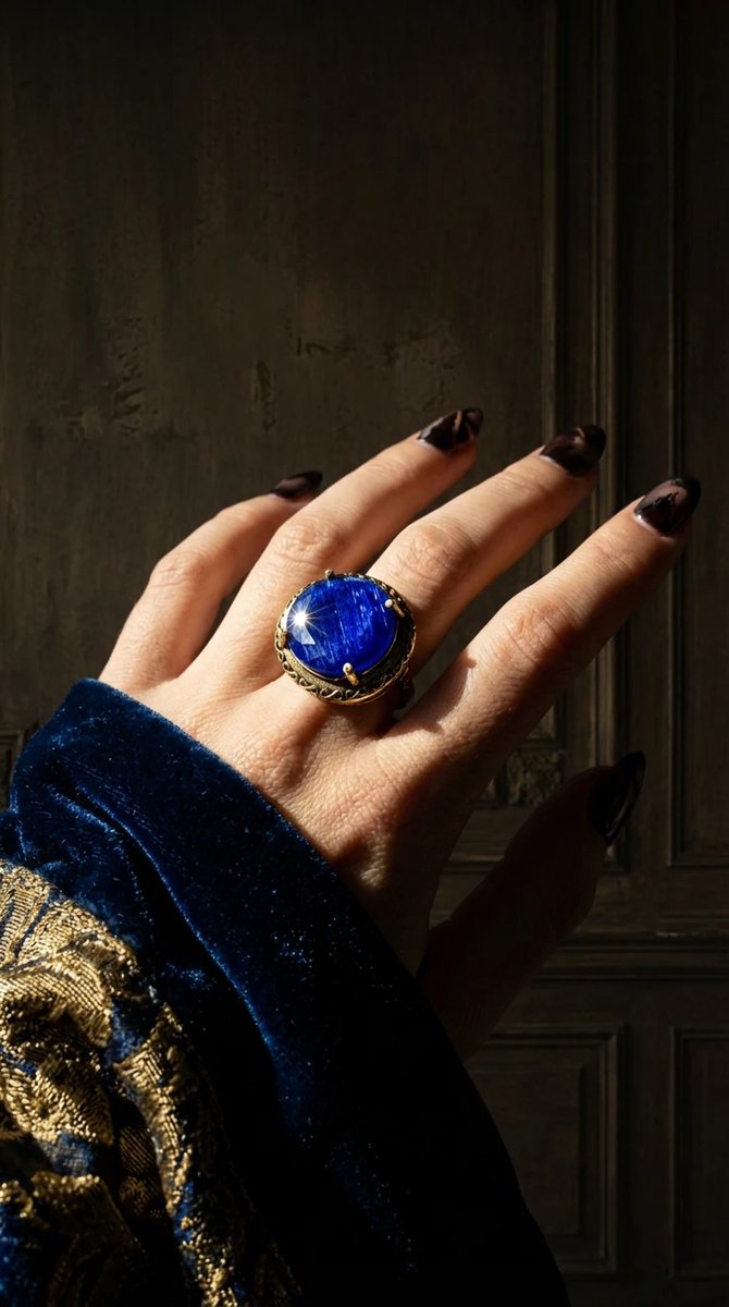 Dorvina Bronzen Sieraad Authentiek Lacivert Antiek Rond Kesim Verstelbaar Vintage Dames Ring