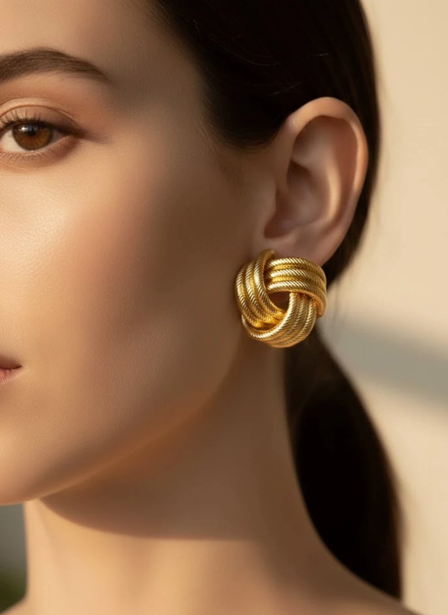 Dorvina Messing Verkleurt Niet Sieraad Gouden Rengi Knop Model Ring Dames Oorbellen