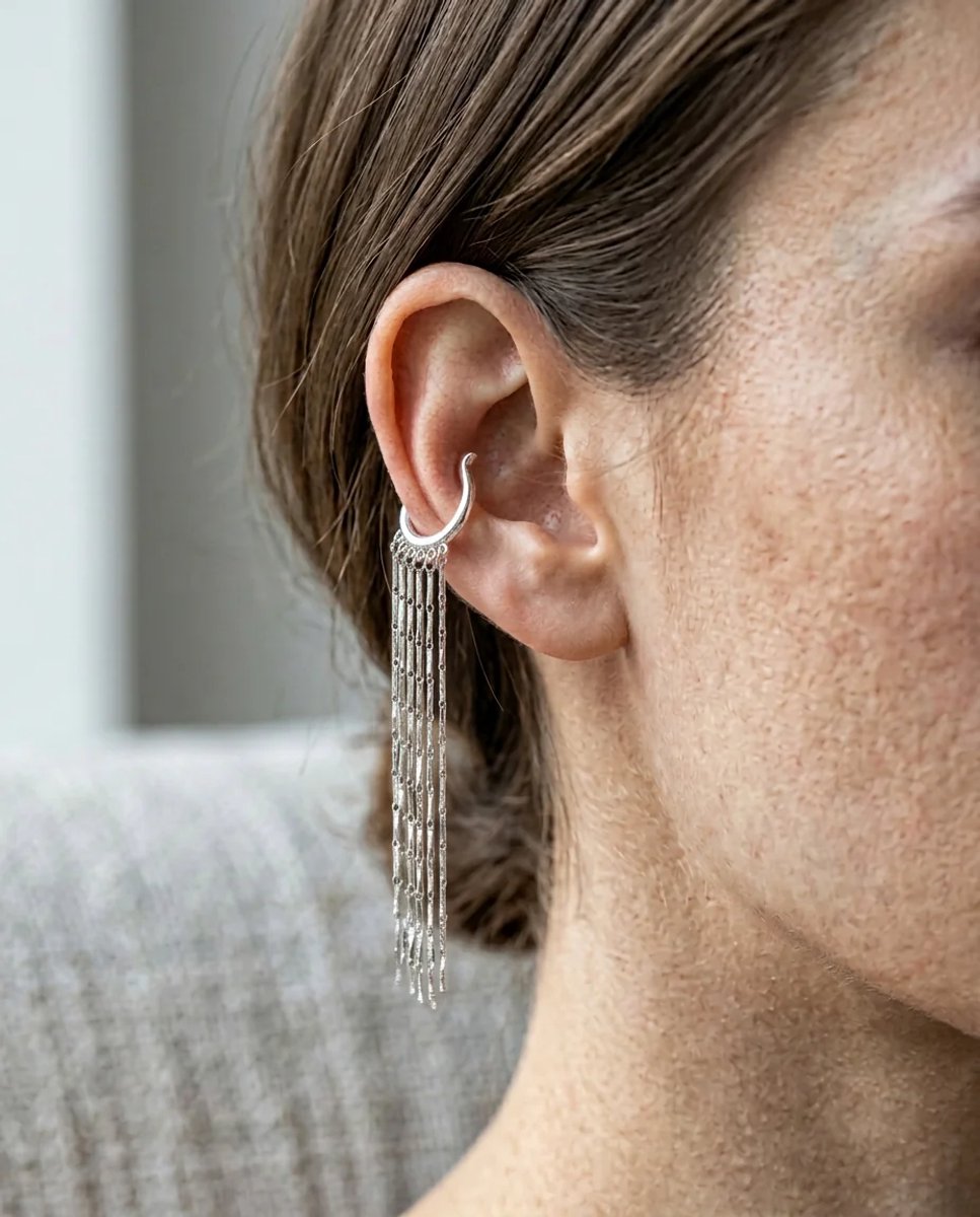 Dorvina Dames Earcuff Kraakbeen Oorbellen Zilverkleurig Hangende Zincirli Enkel