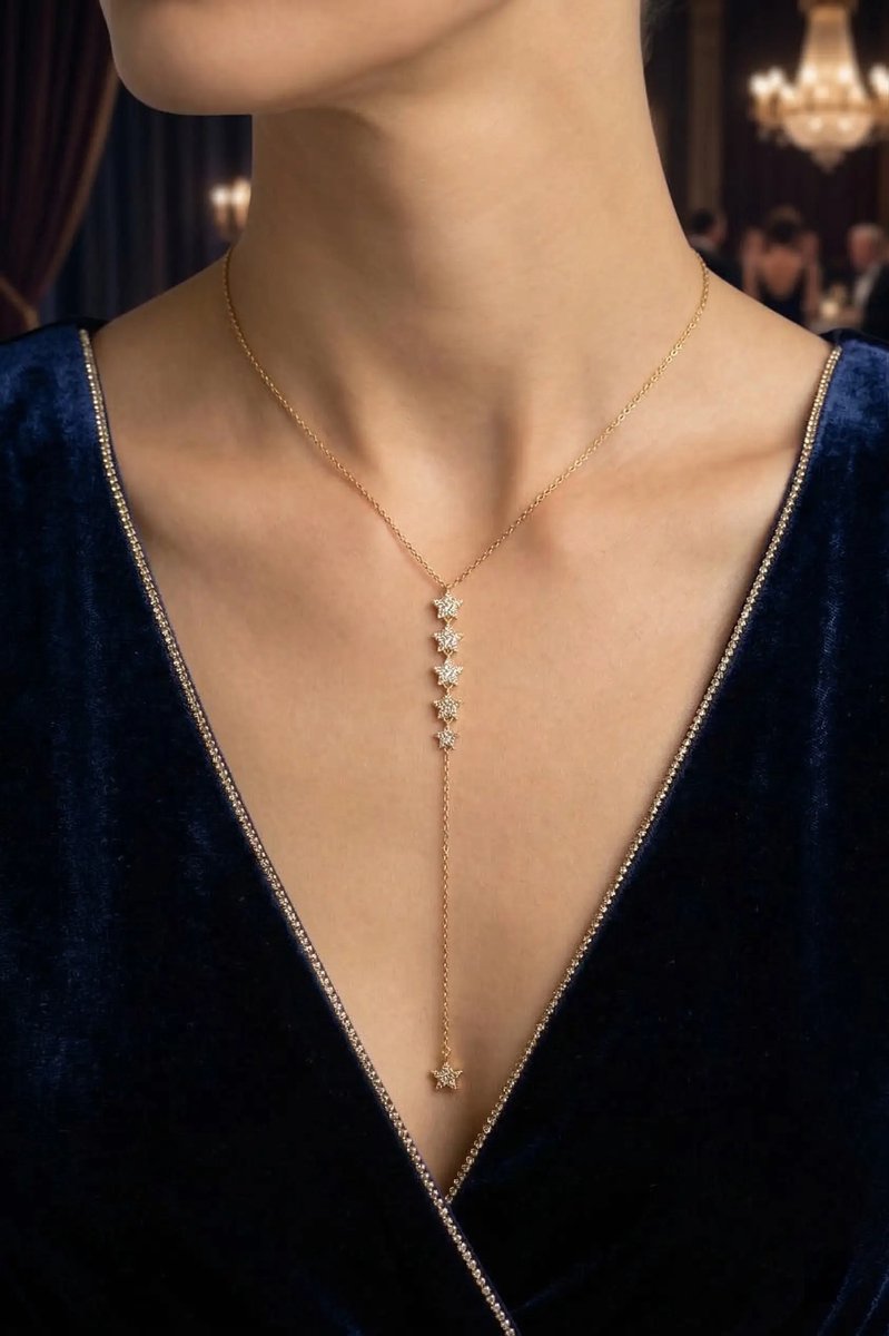 Dorvina 316L Staal Ketting Goudkleurig Ster Model Y Ketting Stijlvol Verkleurt Niet Sieraad