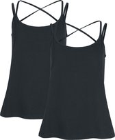 R.E.D. Rock-Engineered Design set van twee zwarte tops met spaghettibandjes - Dames - M