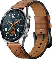 Lederen Horloge Bandje – Wrist strap – Schakel Polsband - Geschikt voor Huawei Watch GT – Echt Leer - Bruin