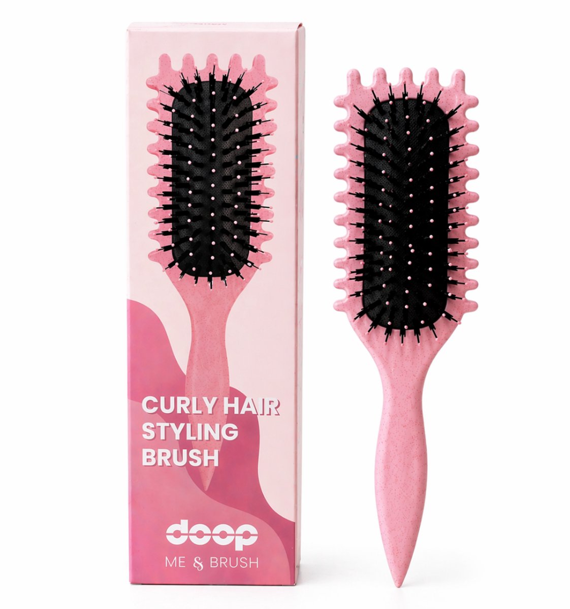 doop - Me & Brush Curly Hair Styling Brush Roze - Haarborstel - Krullen borstel - Ideaal Voor Meer Volume