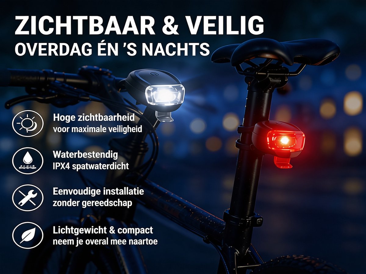 DRA LOGISTICS Fietsverlichting Set Voor & Achter - Inclusief 4x CR2032 thumbnail 2