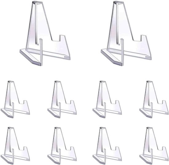 Coin display - 10 stuks -Transparant acryl mini-displaystandaardje - Munt Standaard - munten houder - Houder geschikt voor Kaarten - Kaarten Houder - Munten Standaarden - transparant